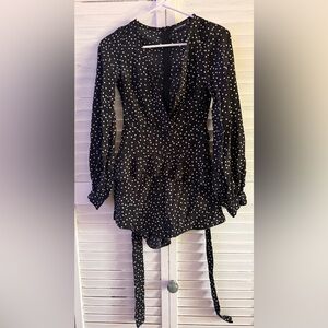 PrettyLittleThing Black and White Polka Dot Romper